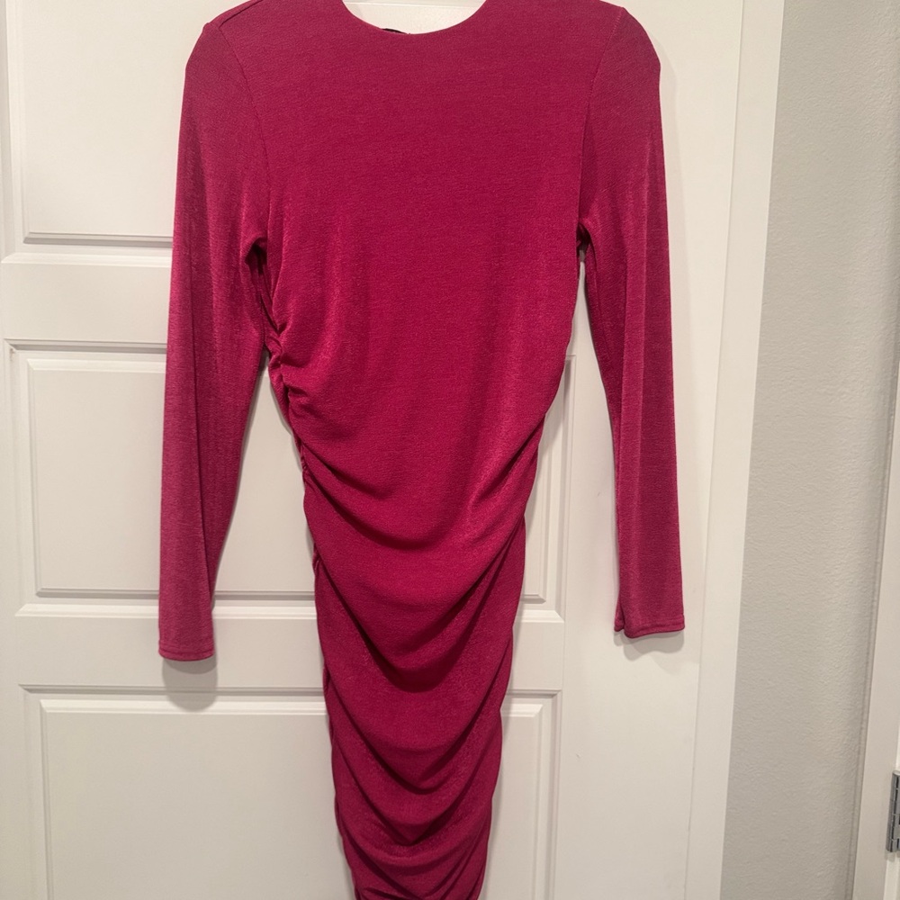 Nasty Gal Magenta Long Sleeve Dress